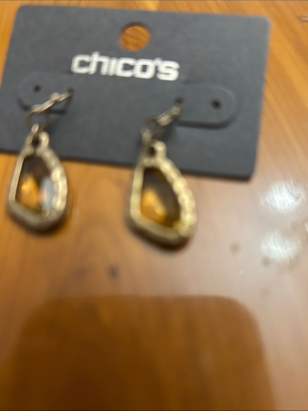 Chico's Gold-Tone Dangle Earrings with Amber Beads